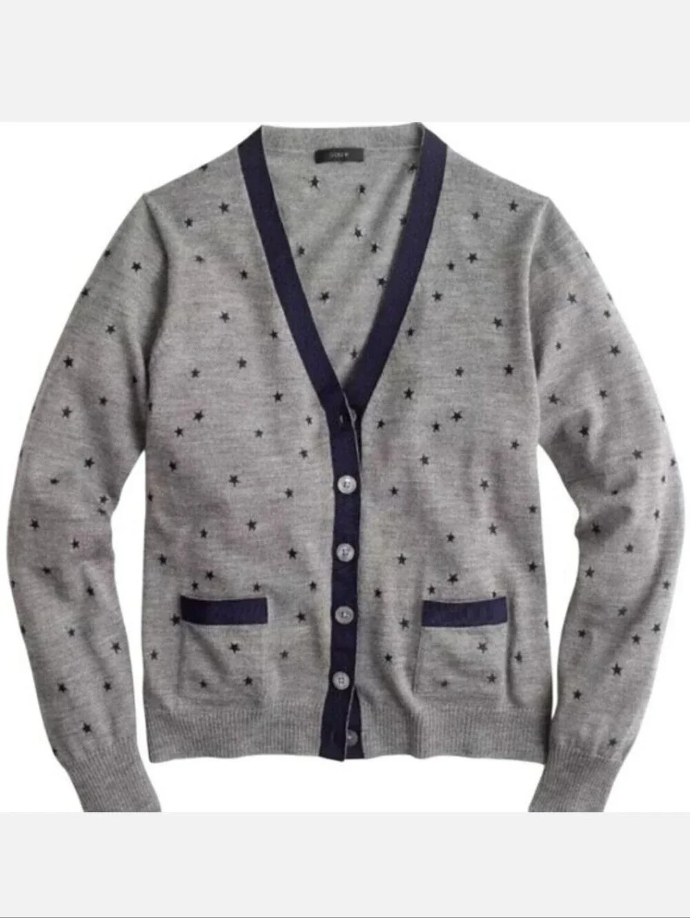 J. Crew Harlow cardigan Merino Wool Blend Star Embroidery Sz.S
